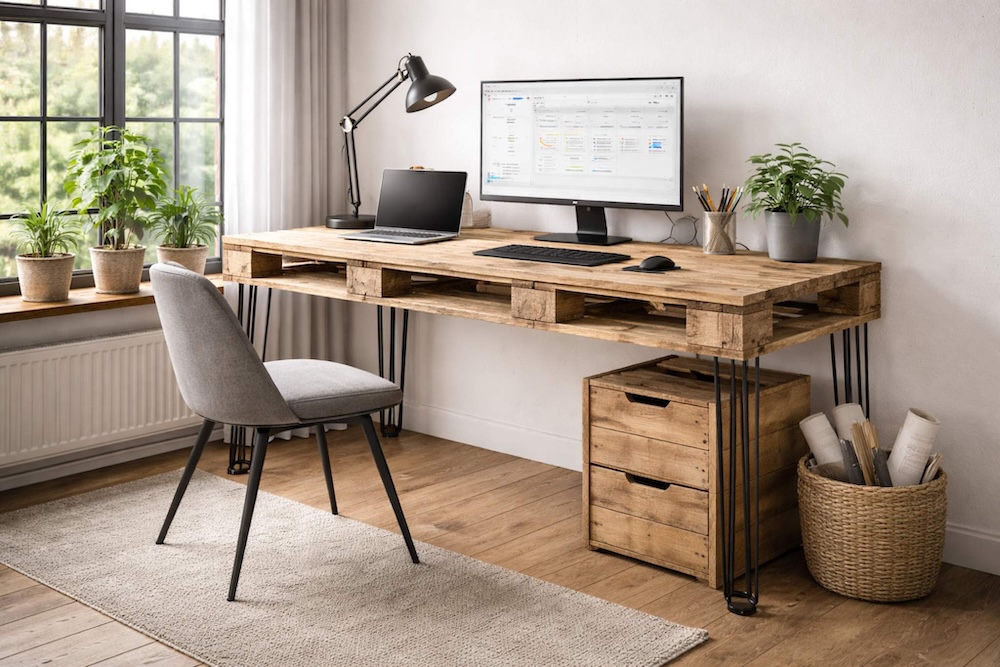 co można zrobić z palet - stół do pracy 