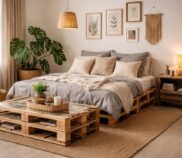 co można zrobić z palet w sypialni boho