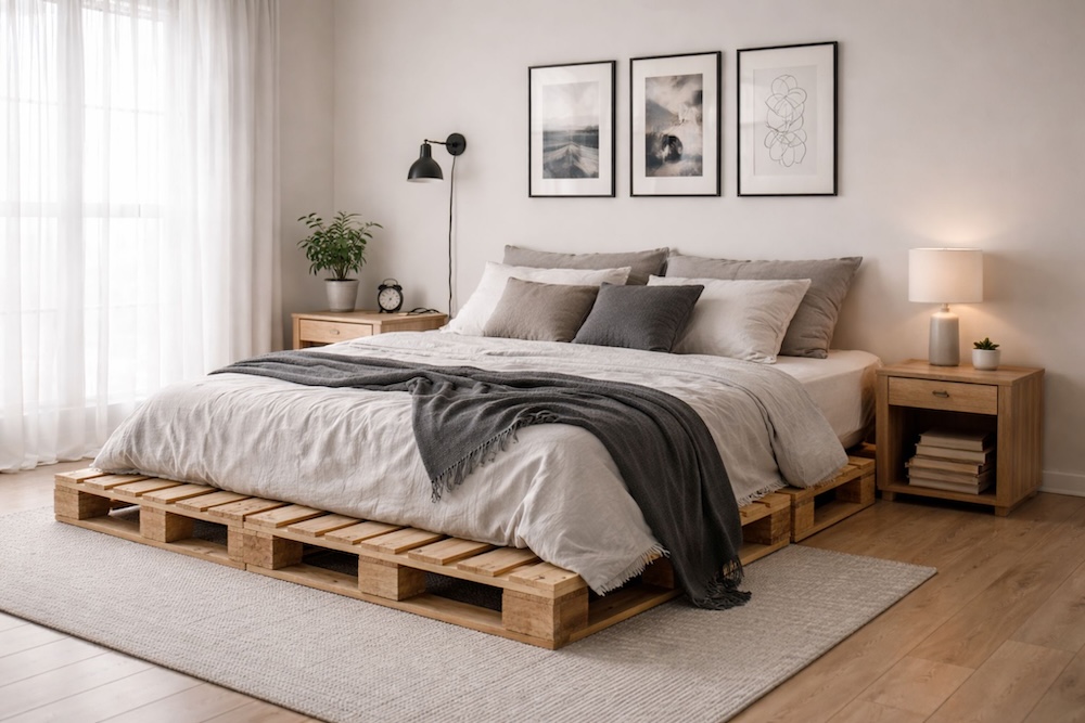 co można zrobić z palet - sypialnia 