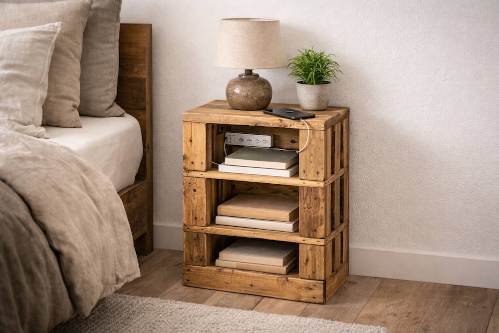 co można zrobić z palet - szafka nocna 
