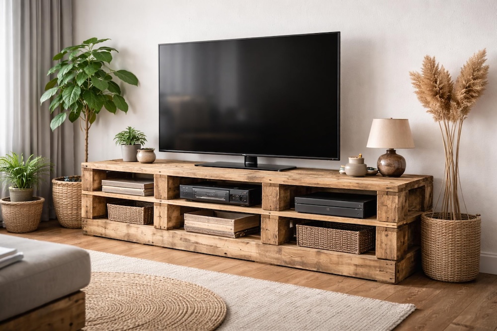 co można zrobić z palet - szafka RTV 