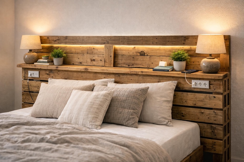 co można zrobić z palet - zagłówek łóżka 
