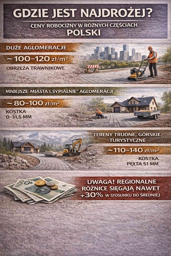 tanie i drogie lokalizacje do układania kostki 