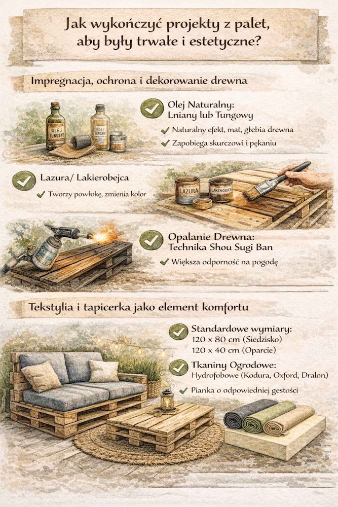 sposoby na wykończenie projektu z palet 