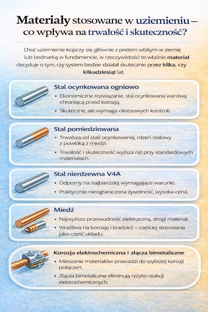 materiały wykorzystywane do uziemienia domu 