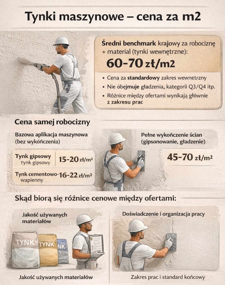 tynki maszynowe - cena za metr kwadratowy 