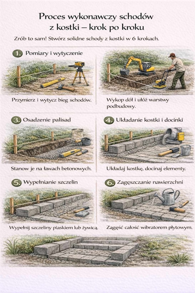 budowanie schodów z kostki - 6 kroków 