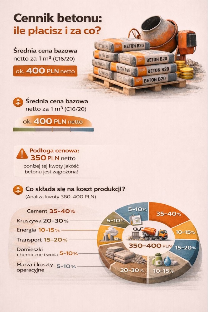 cena betonu b20 - za co zapłacisz 