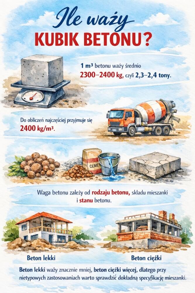 przelicznik - ile waży kubik betonu