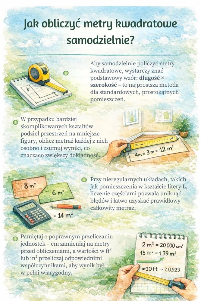 samodzielnie obliczanie metrów kwadratowych