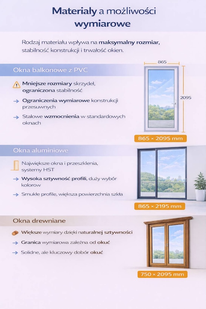 materiały i rozmiary okien balkonowych 