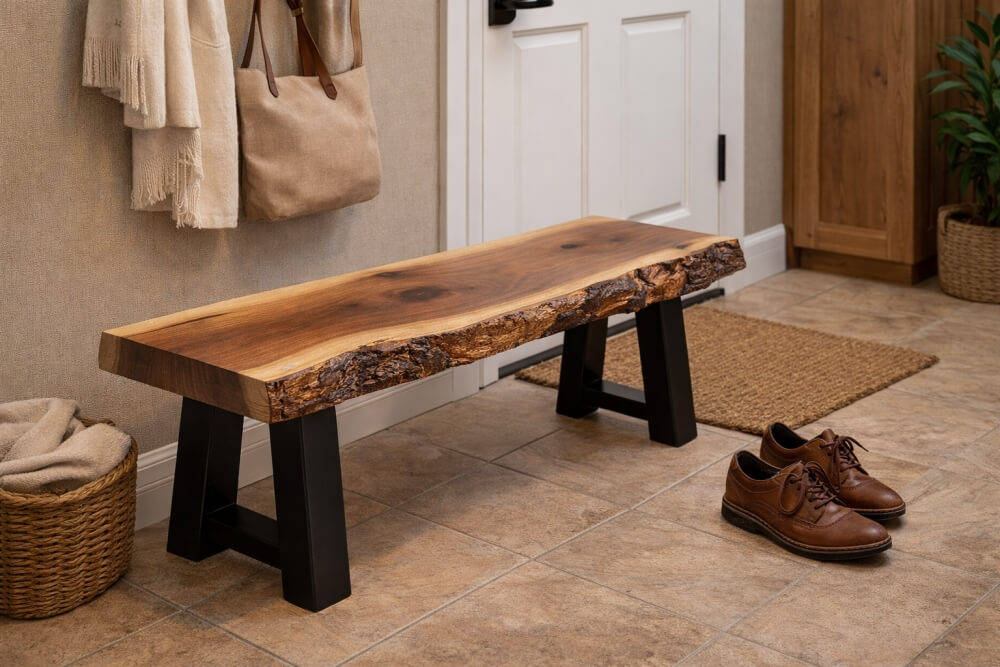 oflis na brzegu ławki w przedpokoju