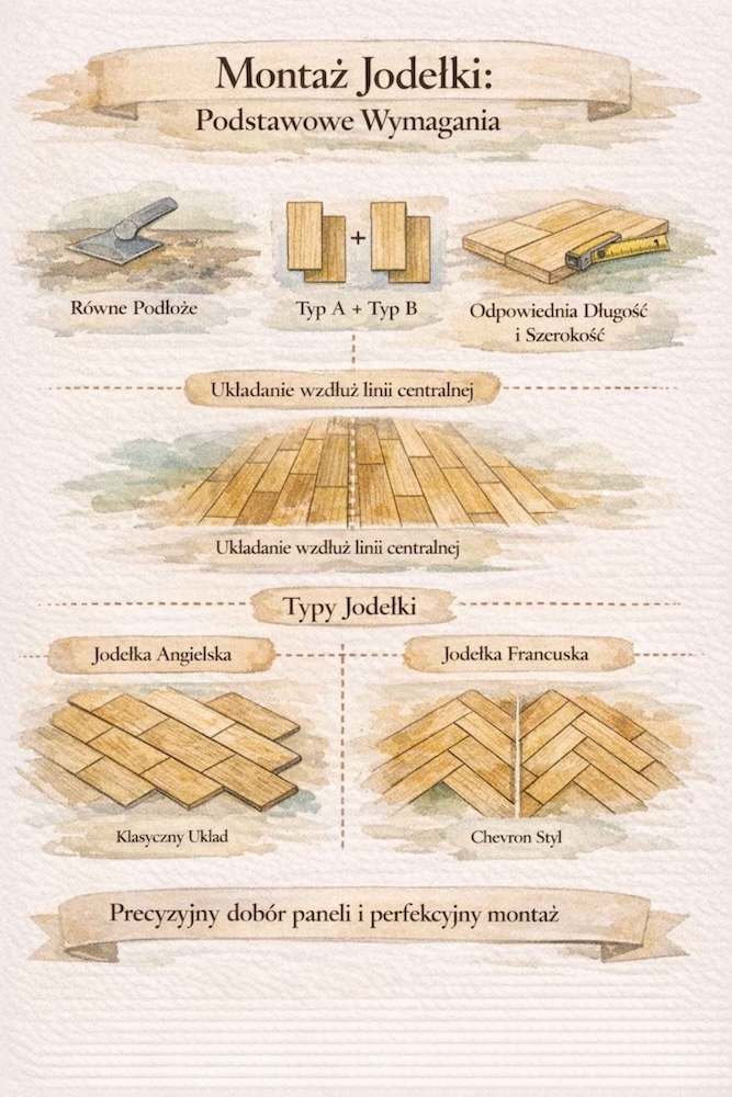 sposób układania paneli w jodełkę 